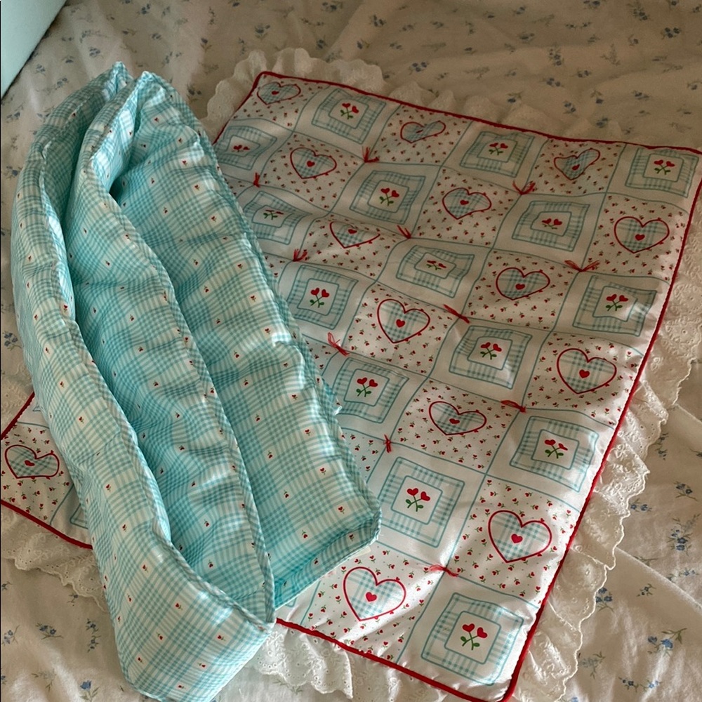 American Girl Blue and White Quilted Bedding